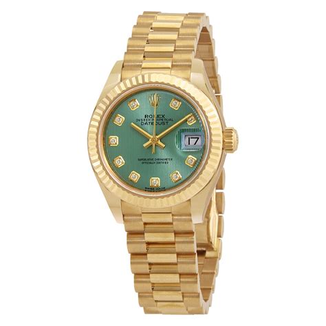 rolex lady datejust green dial